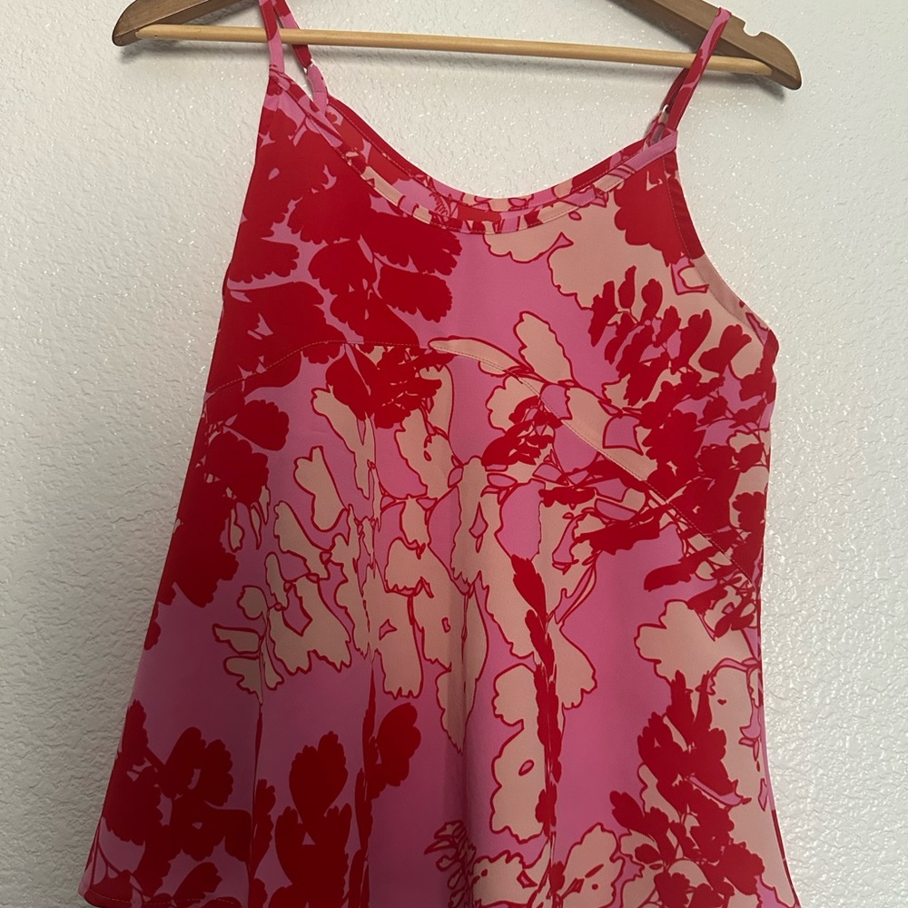 Manuhealii Pink & Red Floral Spaghetti Top